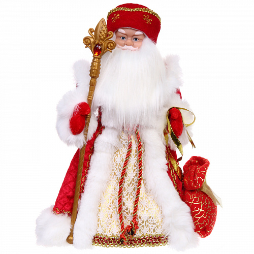 Дед Мороз "Роскошный наряд" 40 см в красной шубке