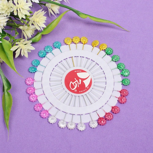 Булавки портновские 30шт Favorite Hous, глянцевые цветочки, 5,5см_3