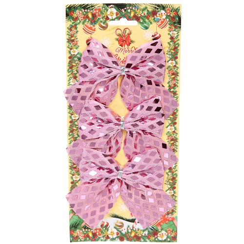 Бант на ёлку Сказочные переливы 910 см (набор 3 шт), Розовое золото_2