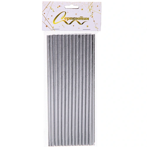 Трубочка для коктейля Волшебство 19,5 см d-6 мм (набор 25 шт), Серебро_2
