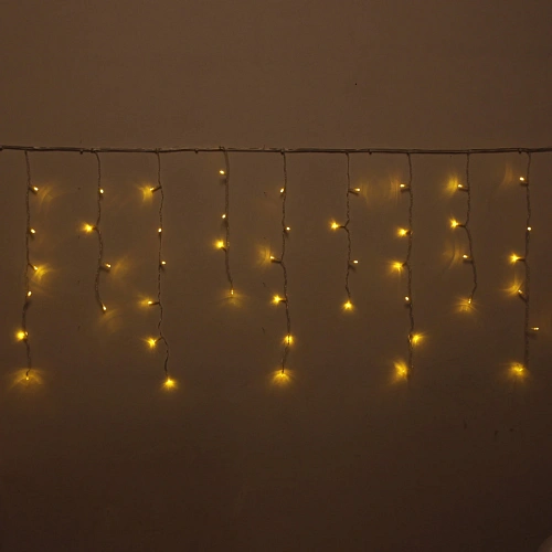 Гирлянда для улицы БАХРОМА ш5м* в40/60см 180 ламп LED, прозр. пров, 8 реж, IP-54, Желтый (возможность соединения)