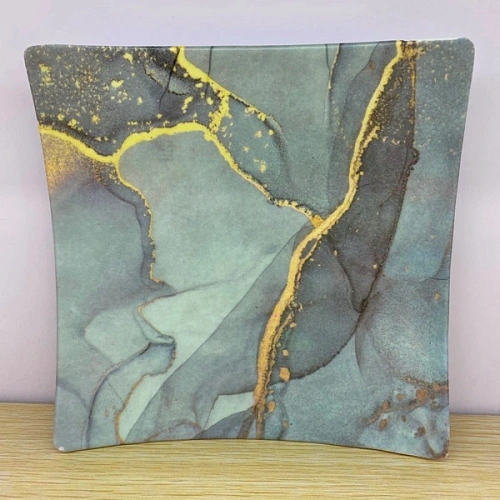 Поднос пластиковый "Мрамор" 21,5*21,5см серый