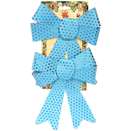 Бант на ёлку Искры 1419 см (набор 2 шт), Голубой_2