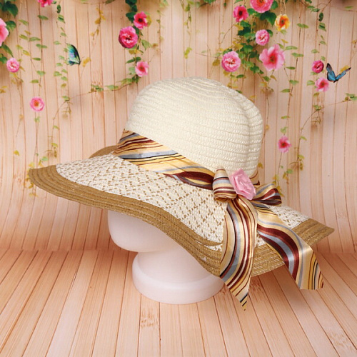 Шляпа женская с широкими полями TiraMiSu- Ассоль, микс 6 цветов, р58, ширина полей 10 см_9