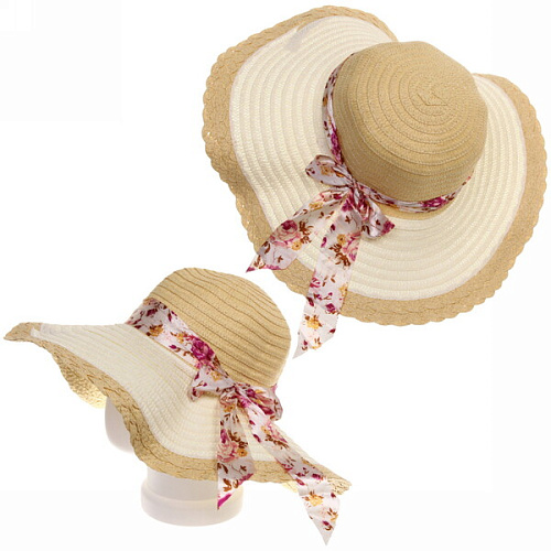 Шляпа женская с широкими полями TiraMiSu- Аврора, микс 3 цвета , р58, ширина полей 12 см_8