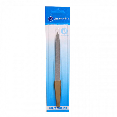 Пилка для ногтей металлическая на блистере "Ultramarine", цвет ручки золото, цвет пилки серебро,16,5см