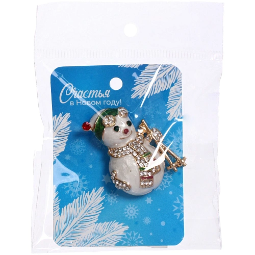 Брошь Зимняя сказка - Снеговичок 3,83,1см_4