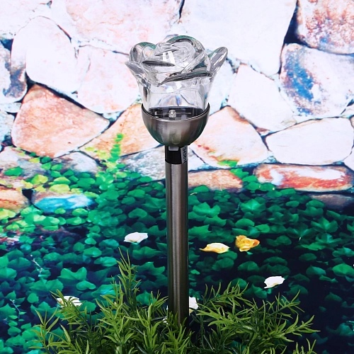 Фонарь садовый Роза 368см, 3 цвета, на солнечной батарее, металл_7