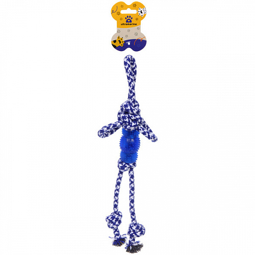 Игрушка - канат для собак мелких и средних пород "НЕСКУЧАЙКА", цвет синий, 38см / 115гр (лейбл)