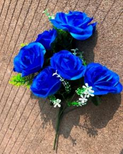 Букет цветов 35см "Роза" синий 7 цветков