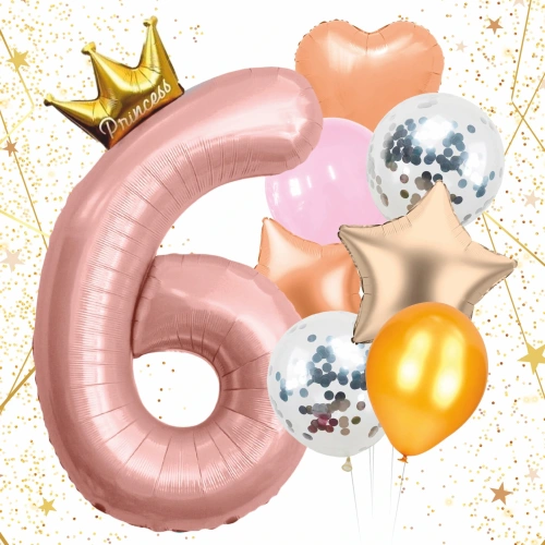 Набор шаров 8 шт "6 - Prince", розовый (цирфа + 7 шаров)