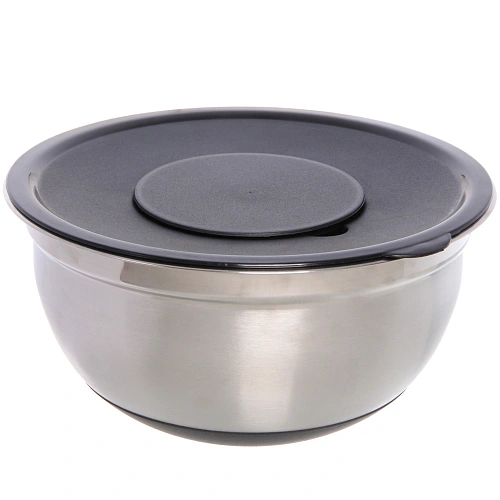 Миска из нержавеющей стали на силиконовом основании 26см с 3-мя насадками-терками_4