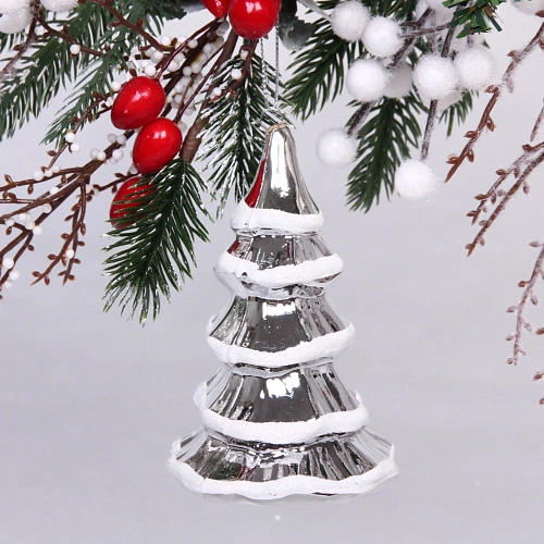 Ёлочная игрушка "Сказочная ёлка" 7*7*11,5 см, серебро