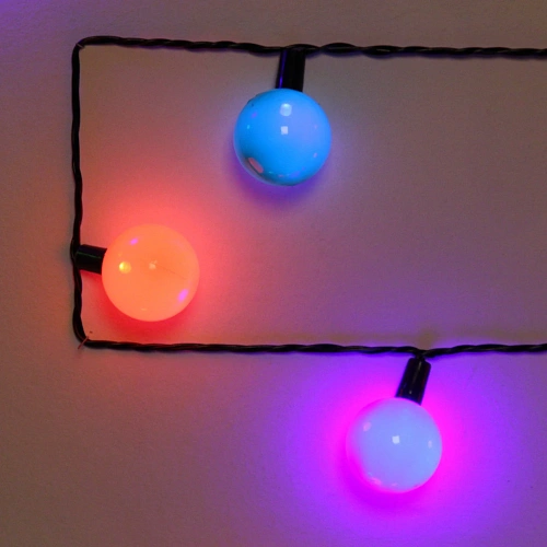 Гирлянда для дома   4м 20 ламп LED с насадками ШАР ЦВЕТНОЙ d-3,5 см, чернпровод Мультицвет_4