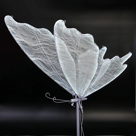 Фигура светодиодная "Волшебная Бабочка" на стойке h-2,08м, длина крыла 100 см, без движения,220v,Белый