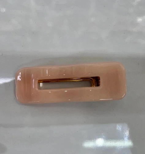 Зажим для волос "ЛАВИТА", прямоугольник, цвет пудровый, 6,7*2,3см (белый блистер)