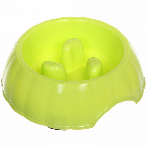 Миска пластиковая для медленного кормления "Зиг-Заг" 18*5,5см цвет зеленый/350мл