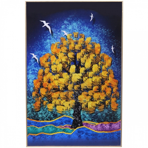 Картина интерьерная в раме "ШАНТИ", золотое дерево, 40*60см (термоусадочная пленка)