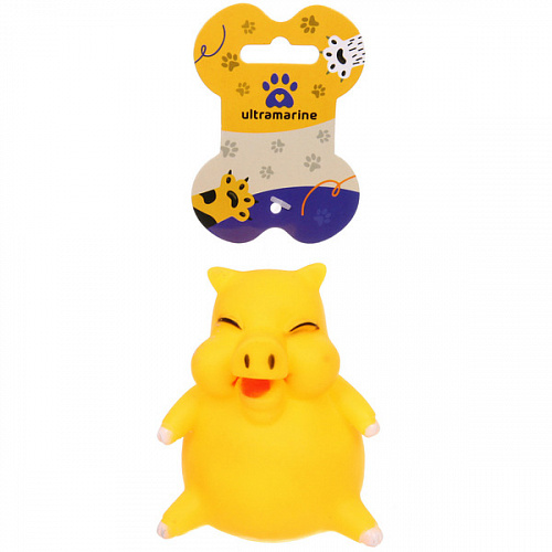 Игрушка резиновая с пищалкой "Свинка", цвет желтый, 9,5см (лейбл)