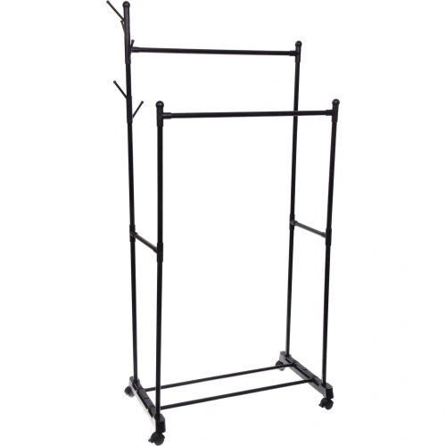 Вешалка гардеробная напольная на колёсах двойная "ПЕРФЕКТХАУС", цвет черный, нагрузка до 25 кг, 152*45*75см