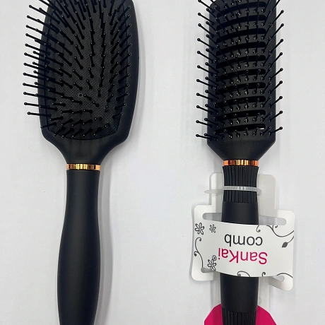 Расческа массажная "СЕКРЕТ ТВОЕЙ КРАСОТЫ", продувная, цвет черный, матовое покрытие, 4,3*22см