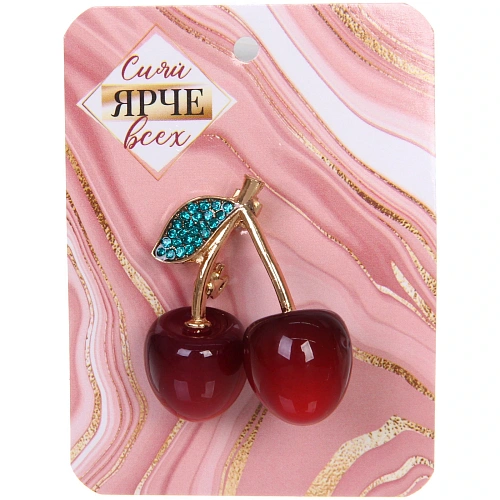 Брошь GOLD Podarok, Вишенки, цвет как на фото, 3528см (символ Красоты и Удачи)_6