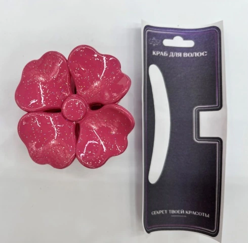 Заколка - краб для волос "AKS - SALVATORE", микс 6 цветов, нежный цветок, 6,5*6,5см 