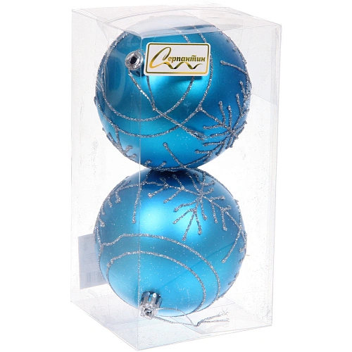 Новогодние шары Сияние 8 см (набор 2 шт), Голубой_6