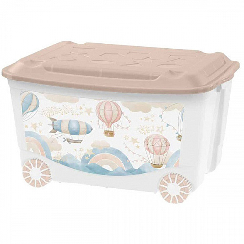 Ящик для игрушек на колесах с декором "Воздушные шары" цвет темно-бежевый 58*39*33,5см, 45л