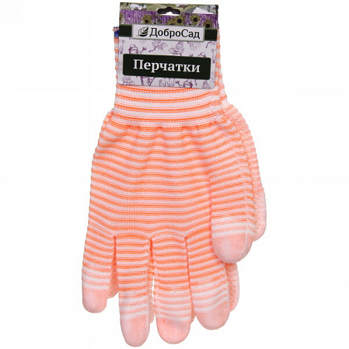 Перчатки нейлоновые "Аурэль" с ПВХ покрытием облив пальцев и точкой, оранжевые 8 р-р ДоброСад