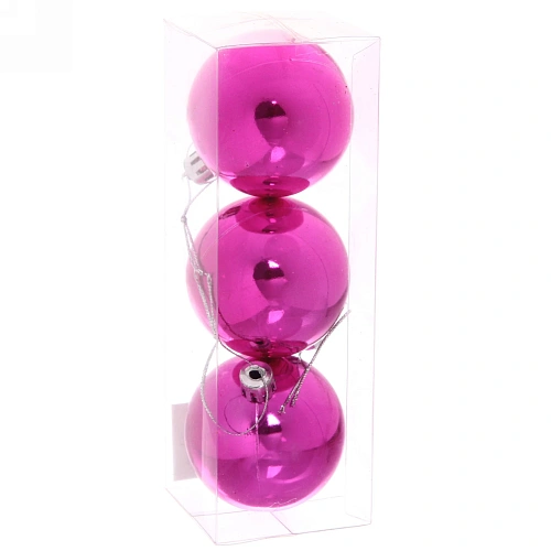 Новогодние шары 6 см (набор 3 шт) Глянец, розовый_7