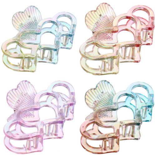 Заколка-краб для волос "Мон Пион", сердечки, микс 6 цветов, 9,5см (Блистер)