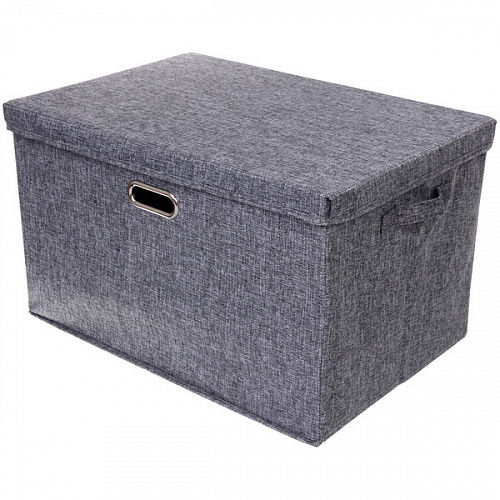 Коробка для хранения вещей складная с крышкой "ДЭСТРА", цвет серый, 58*40*35см