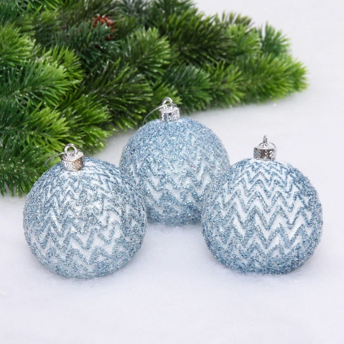 Новогодние шары VERSAILLES "Антарес" 8 см (набор 3 шт), Голубой