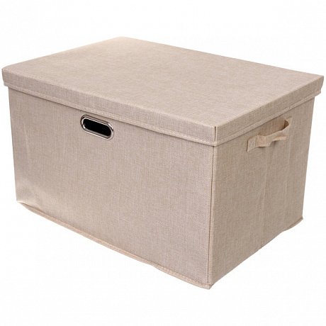Коробка для хранения вещей складная с крышкой "ДЭСТРА", цвет светло-бежевый, 58*40*35см