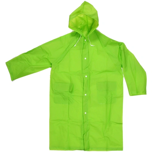 Дождевик-плащ "Урал" с капюшоном и завязками, на кнопках 140 Мкрн 110см зеленый ДоброСад