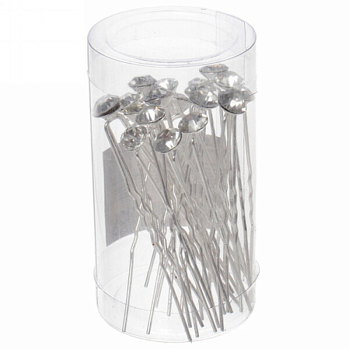 Шпильки для волос в тубе 20шт Hair Beauty, стразик, микс 4 цвета, d-08см_10