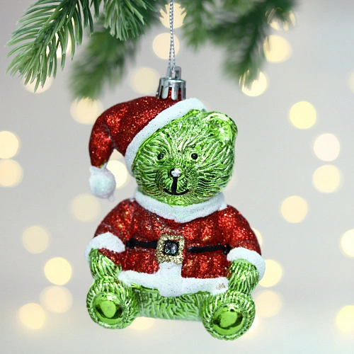 Елочная игрушка "Очаровательный мишка" 7*6*11 см, Салатовый