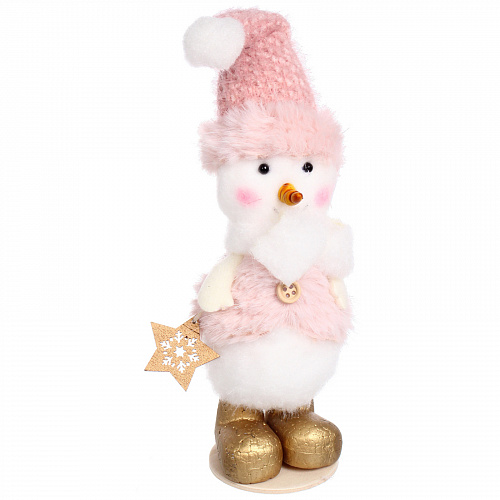 Фигурка "Снеговичок - С подарками" 17 см, Розовый