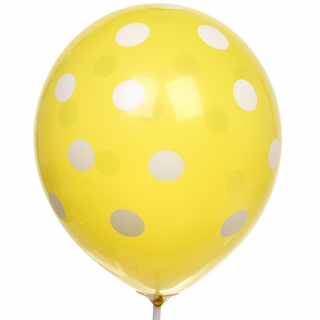 Воздушные шары "Горошек" 5шт 12"/25см желтый