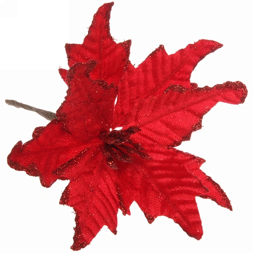 Украшение новогоднее Пуансеттия-Метелица 15 см, Красный_3