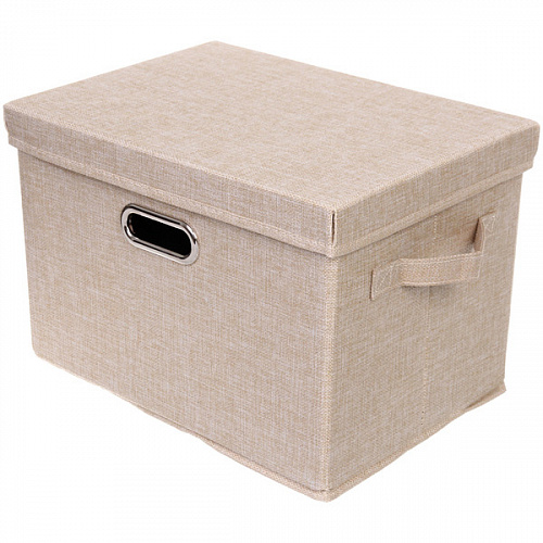 Коробка для хранения вещей складная с крышкой "ДЭСТРА", цвет светло-бежевый, 37*27*26см