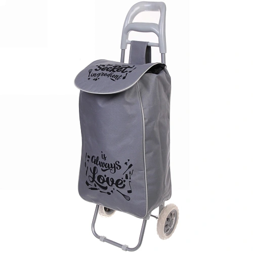 Тележка хозяйственная с сумкой (95*30*34см, колеса 16см,грузоподъемность до 30 кг) BF6007 серая