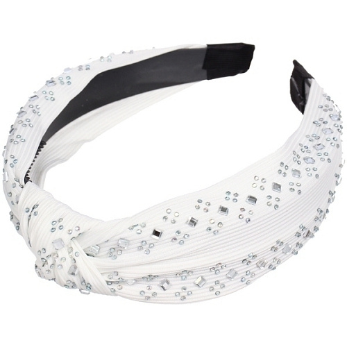 Ободок для волос ЛАФАНТАЛЬ, зефирки и стразы, ширина 28см, микс 6 цветов (стикер на внутр часть)_3