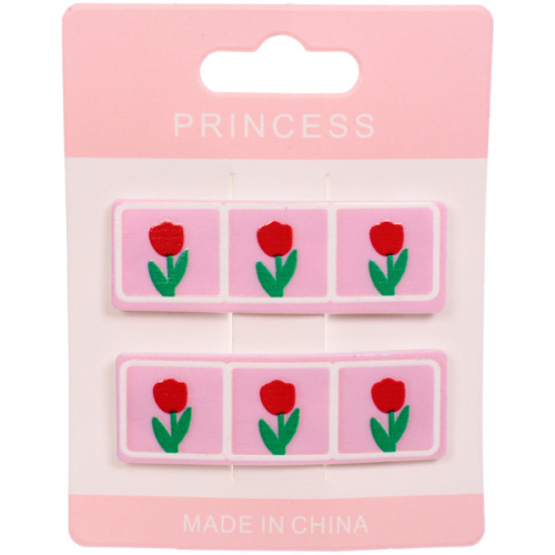 Зажимы для волос детские 2шт "КАРАМЕЛЬ", тюльпаны красные, 5.5*.1.7см