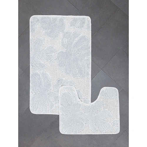 Комплект ковриков для ванной и туалета My Crystal серия Gold 50*60 и 60*100 Папоротник,светло-серый