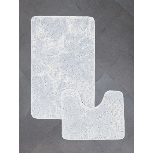 Комплект ковриков для ванной и туалета My Crystal серия Gold 50*60 и 60*100 Папоротник,светло-серый