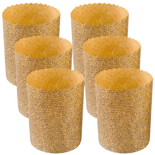 Форма для выпечки кулича бумажная "Рогожка". Набор 6 шт. Диаметр 7см, высота 8,5см МТ8-232