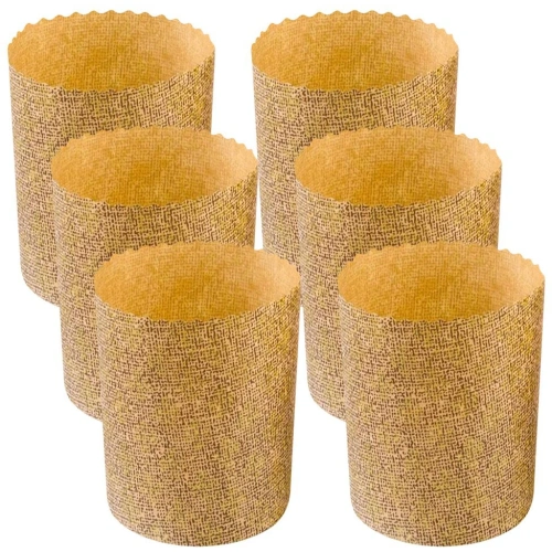 Форма для выпечки кулича бумажная "Рогожка". Набор 6 шт. Диаметр 7см, высота 8,5см МТ8-232