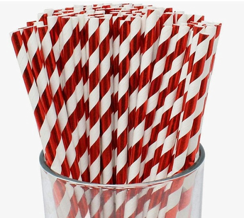 Трубочка для коктейля "Праздник" 19,5 см d-6 мм (набор 25 шт), Красный